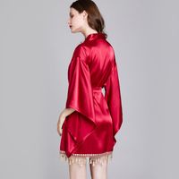 Pajamas Ladies Summer Silk Dressing Gown Wide-sleeved Cardigan Robe Wholesale main image 4