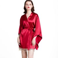 Pajamas Ladies Summer Silk Dressing Gown Wide-sleeved Cardigan Robe Wholesale main image 3