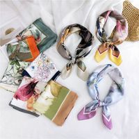 New Wild Spring Scarf To Protect The Cervical Spine Korean Thin Sunscreen Small Square Silk Scarf For Women main image 5
