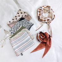 New Double-sided Diagonal Mid-length Spring All-match Wrist Streamer Long Silk Scarf For Women main image 3