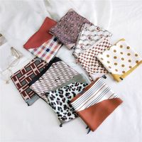 New Double-sided Diagonal Mid-length Spring All-match Wrist Streamer Long Silk Scarf For Women main image 4