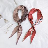 New Double-sided Diagonal Mid-length Spring All-match Wrist Streamer Long Silk Scarf For Women main image 5