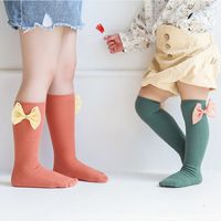 Mid-length Tube Socks Autumn New Solid Color Socks Cute Bow Baby Over-knee Socks main image 5
