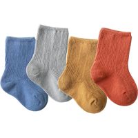 Automne / Hiver Nouveau Style Coton Bébé Chaussettes Couleur Unie Enfants Chaussettes Lâche Bouche En Gros main image 3