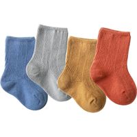Babys Ocken Herbst Und Winter Neue Gekämmte Baumwoll Babys Ocken Japanische Einfarbige Kinder Socken Neugeborene Socken main image 3