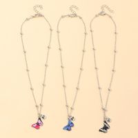 Fashion Color Butterfly Necklace Girls Alloy Drip Oil Color Hip Hop Clavicle Chain Wholesale main image 1