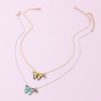 Fashion Color Butterfly Necklace Girls Alloy Drip Oil Color Hip Hop Clavicle Chain Wholesale main image 6