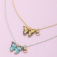 Fashion Color Butterfly Necklace Girls Alloy Drip Oil Color Hip Hop Clavicle Chain Wholesale main image 5