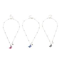 Fashion Color Butterfly Necklace Girls Alloy Drip Oil Color Hip Hop Clavicle Chain Wholesale main image 3