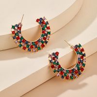 Fashion C-shaped Diamond Large Semi-circular Alloy Simple Style Earrings Wholesale main image 4