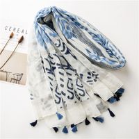 Women's Ripple Printing Pattern Sunscreen Towel Cotton And Linen Fringed Silk Scarf Beach Shawl For Women main image 4