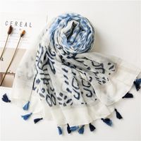 Women's Ripple Printing Pattern Sunscreen Towel Cotton And Linen Fringed Silk Scarf Beach Shawl For Women main image 6