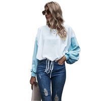 White And Blue Stitching Casual Sports Women's Autumn New T-shirt main image 3