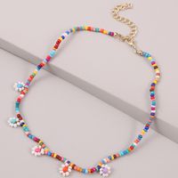 Bohemian Hand-woven Flower Rice Bead Necklace Simple Long Multicolor Beaded Pendant Wholesale sku image 2