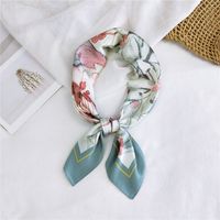 New Wild Spring Scarf To Protect The Cervical Spine Korean Thin Sunscreen Small Square Silk Scarf For Women sku image 1