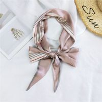 New Double-sided Diagonal Mid-length Spring All-match Wrist Streamer Long Silk Scarf For Women sku image 12