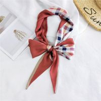 New Double-sided Diagonal Mid-length Spring All-match Wrist Streamer Long Silk Scarf For Women sku image 8