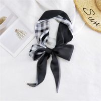 New Double-sided Diagonal Mid-length Spring All-match Wrist Streamer Long Silk Scarf For Women sku image 10