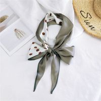 New Double-sided Diagonal Mid-length Spring All-match Wrist Streamer Long Silk Scarf For Women sku image 5