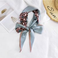 New Double-sided Diagonal Mid-length Spring All-match Wrist Streamer Long Silk Scarf For Women sku image 22