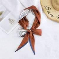 New Double-sided Diagonal Mid-length Spring All-match Wrist Streamer Long Silk Scarf For Women sku image 14