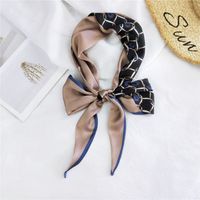 New Double-sided Diagonal Mid-length Spring All-match Wrist Streamer Long Silk Scarf For Women sku image 32