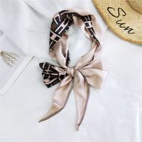 New Double-sided Diagonal Mid-length Spring All-match Wrist Streamer Long Silk Scarf For Women sku image 21