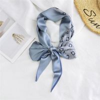 New Double-sided Diagonal Mid-length Spring All-match Wrist Streamer Long Silk Scarf For Women sku image 36