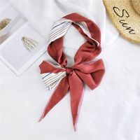 New Double-sided Diagonal Mid-length Spring All-match Wrist Streamer Long Silk Scarf For Women sku image 16