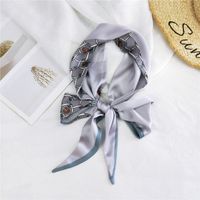 New Double-sided Diagonal Mid-length Spring All-match Wrist Streamer Long Silk Scarf For Women sku image 34