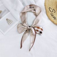 New Double-sided Diagonal Mid-length Spring All-match Wrist Streamer Long Silk Scarf For Women sku image 9