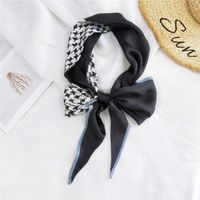 New Double-sided Diagonal Mid-length Spring All-match Wrist Streamer Long Silk Scarf For Women sku image 1