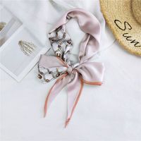 New Double-sided Diagonal Mid-length Spring All-match Wrist Streamer Long Silk Scarf For Women sku image 33