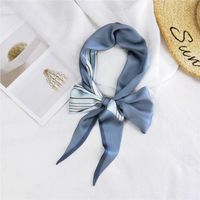 New Double-sided Diagonal Mid-length Spring All-match Wrist Streamer Long Silk Scarf For Women sku image 11