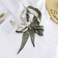 New Double-sided Diagonal Mid-length Spring All-match Wrist Streamer Long Silk Scarf For Women sku image 29