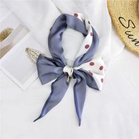New Double-sided Diagonal Mid-length Spring All-match Wrist Streamer Long Silk Scarf For Women sku image 4
