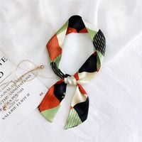 Long Striped Women's Autumn New Tied Bag Silk Scarf sku image 1