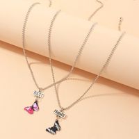Fashion Color Butterfly Necklace Girls Alloy Drip Oil Color Hip Hop Clavicle Chain Wholesale sku image 1
