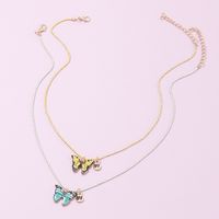 Fashion Color Butterfly Necklace Girls Alloy Drip Oil Color Hip Hop Clavicle Chain Wholesale sku image 2