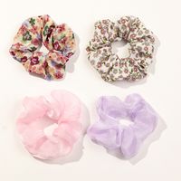 Korea Large Intestine Ring Fabric Hair Scrunchies Elastic Floral Rubber Band Hair Headdress Wholesale sku image 1