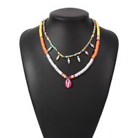 Été Simple Vacances Style Couleur Coquille Collier De Perles De Riz Collier De Couleur Multicouche En Gros sku image 1