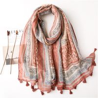 New Bohemian Cotton And Linen Sunscreen Shawl Beach Towel Geometric Silk Scarf For Women sku image 1