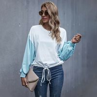 Nouveau T-shirt D&#39;automne Pour Femme De Sport Décontracté Blanc Et Bleu sku image 5