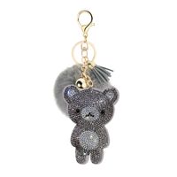New Korean Velvet Hot Rhinestone Cute Bear Hair Ball Keychain Pendant Pompom Jewelry Bag Ornament Accessories sku image 4