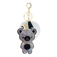 New Korean Velvet Hot Rhinestone Cute Bear Hair Ball Keychain Pendant Pompom Jewelry Bag Ornament Accessories sku image 5