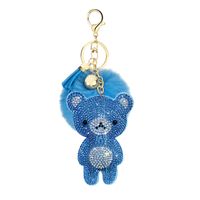 New Korean Velvet Hot Rhinestone Cute Bear Hair Ball Keychain Pendant Pompom Jewelry Bag Ornament Accessories sku image 6
