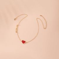 New Simple Heart-shaped Love Ladies Korean Small Red Heart Letter Pendant Clavicle Chain Necklace Wholesale main image 2