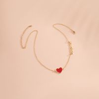 New Simple Heart-shaped Love Ladies Korean Small Red Heart Letter Pendant Clavicle Chain Necklace Wholesale main image 3