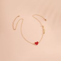 Nuevo Collar De Cadena De Clavícula Con Colgante De Letra De Corazón Rojo Pequeño Coreano Para Damas De Amor En Forma De Corazón Al Por Mayor main image 3