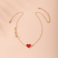 New Simple Heart-shaped Love Ladies Korean Small Red Heart Letter Pendant Clavicle Chain Necklace Wholesale main image 4